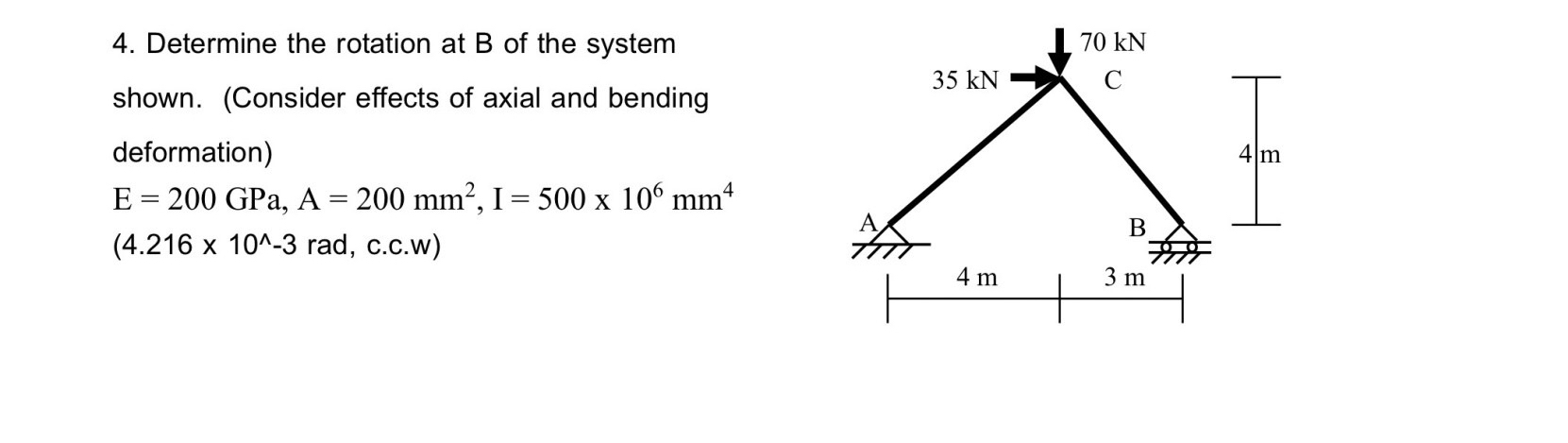Determine the rotation at B of the systemshown. (