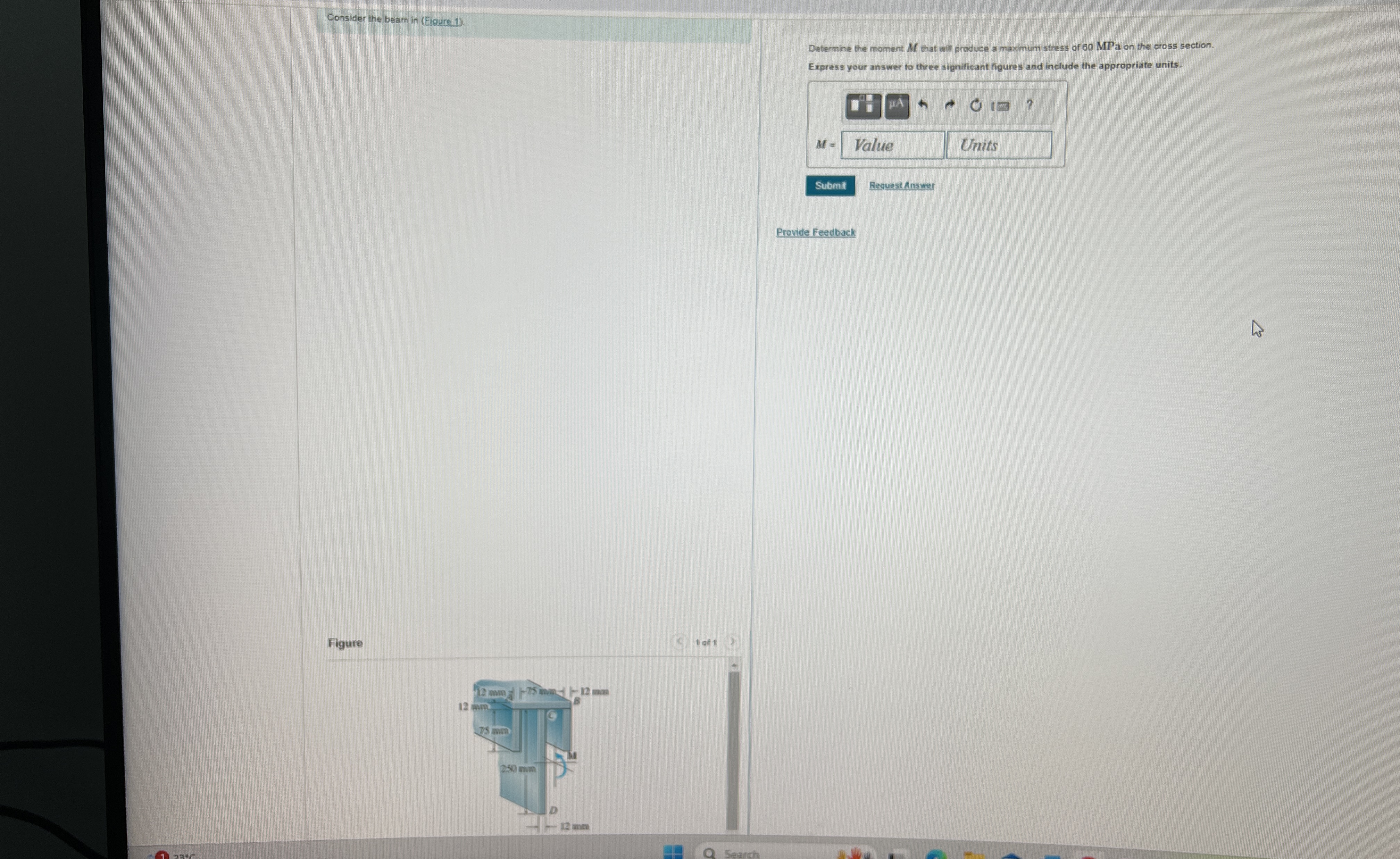 Consider the beam in ( Fiqure 1 ) Detemine the