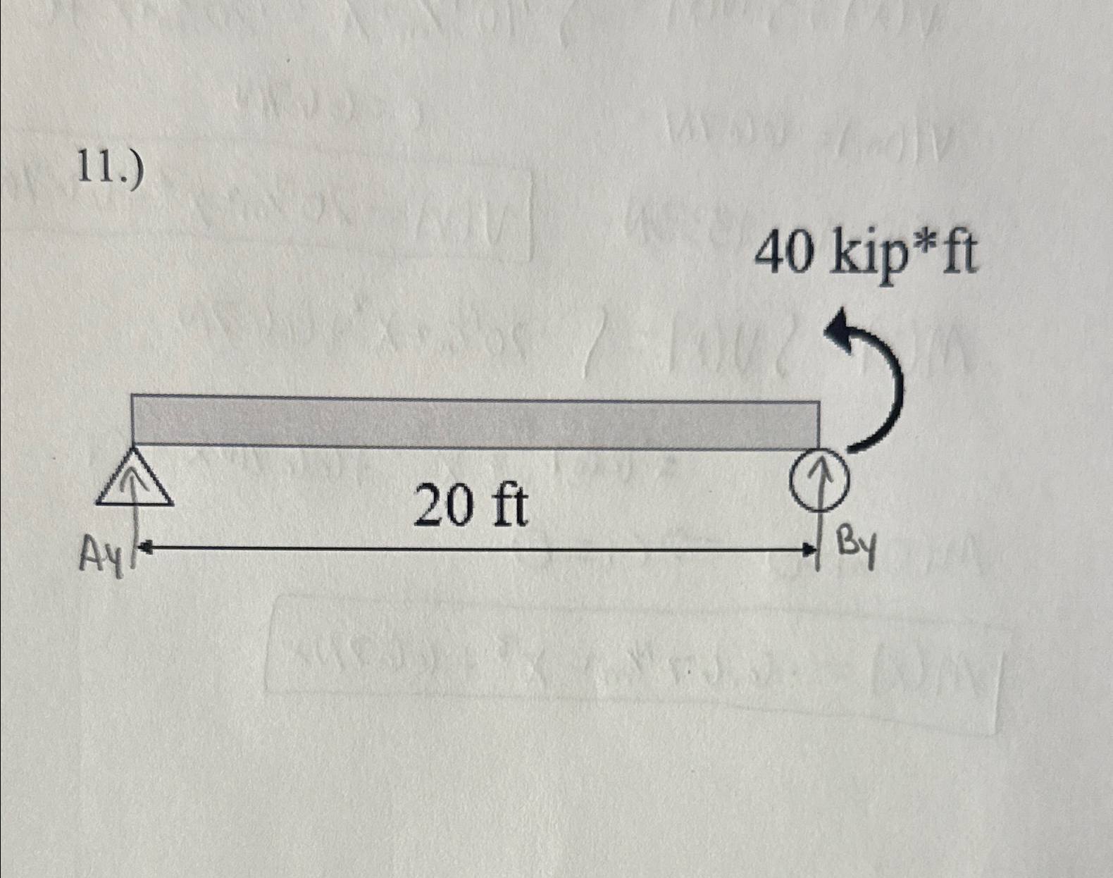 1 1 . ) For all beams shown, draw a shear and