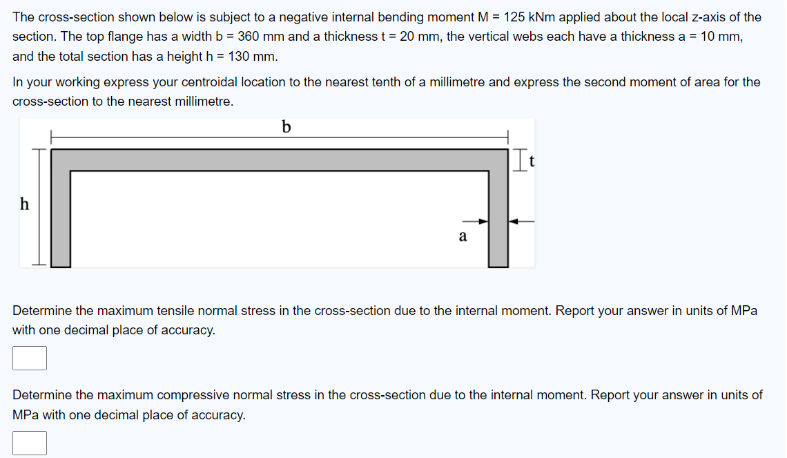 The cross - section shown below is subject to a