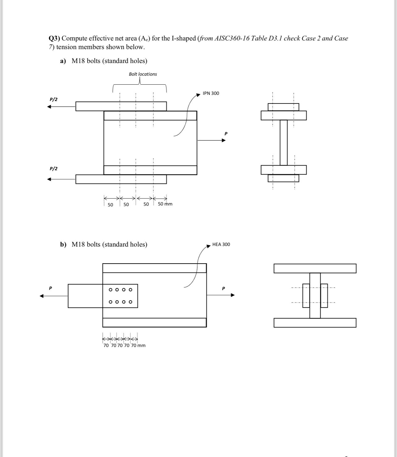 Q 3 ) Compute effective net area ( A e ) for the