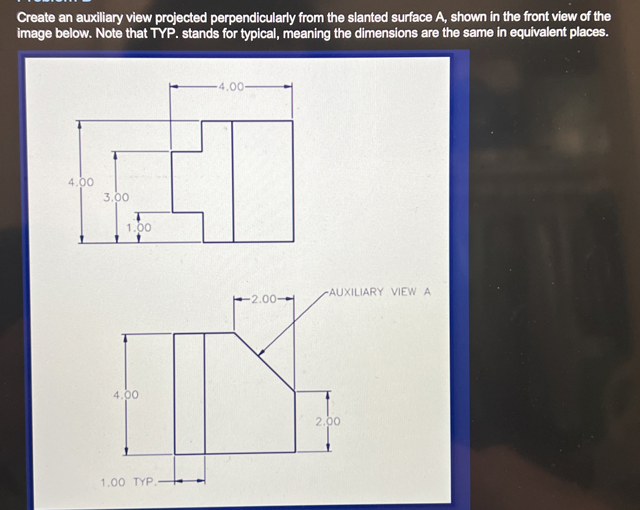 Create an auxiliary view projected