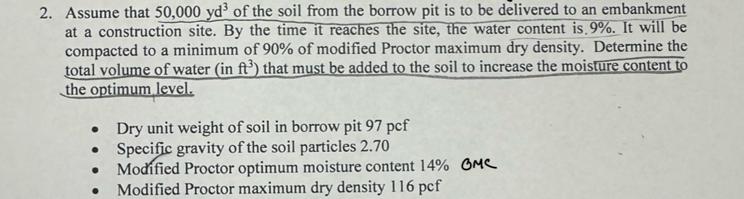Assume that 5 0 , 0 0 0 y d 3 of the soil from