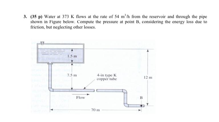 ( 3 5 p ) Water at 3 7 3 K flows at the rate of 5