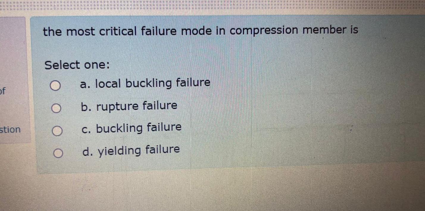 the most critical failure mode in compression