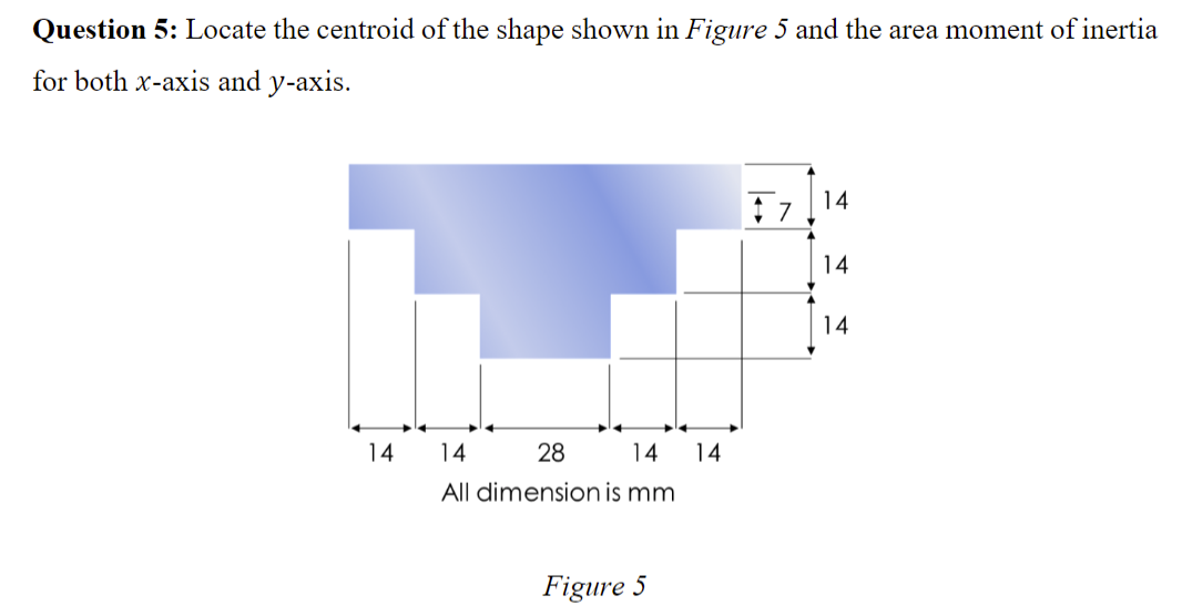 Question 5 : Locate the centroid of the shape