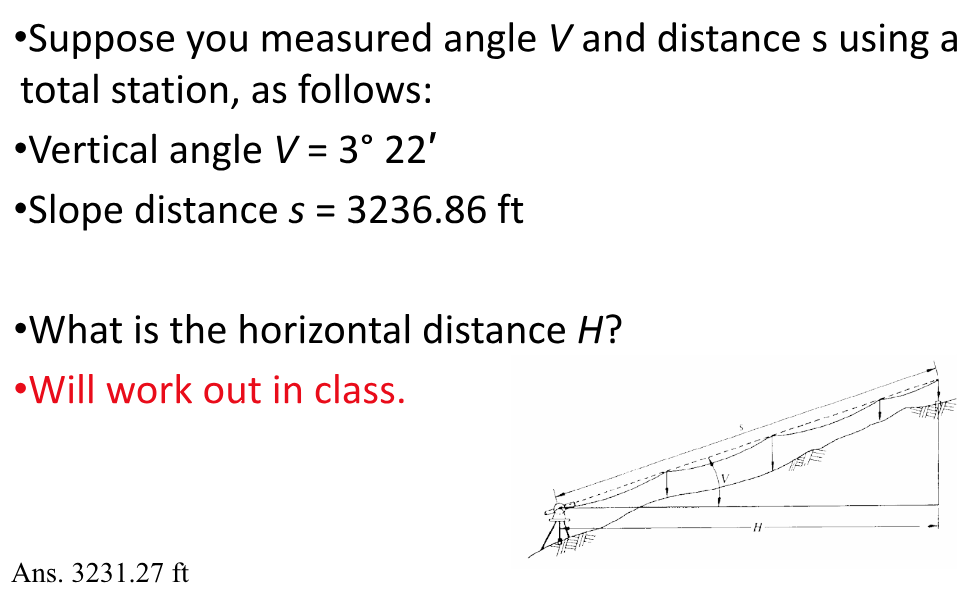 Suppose you measured angle V and distance s using