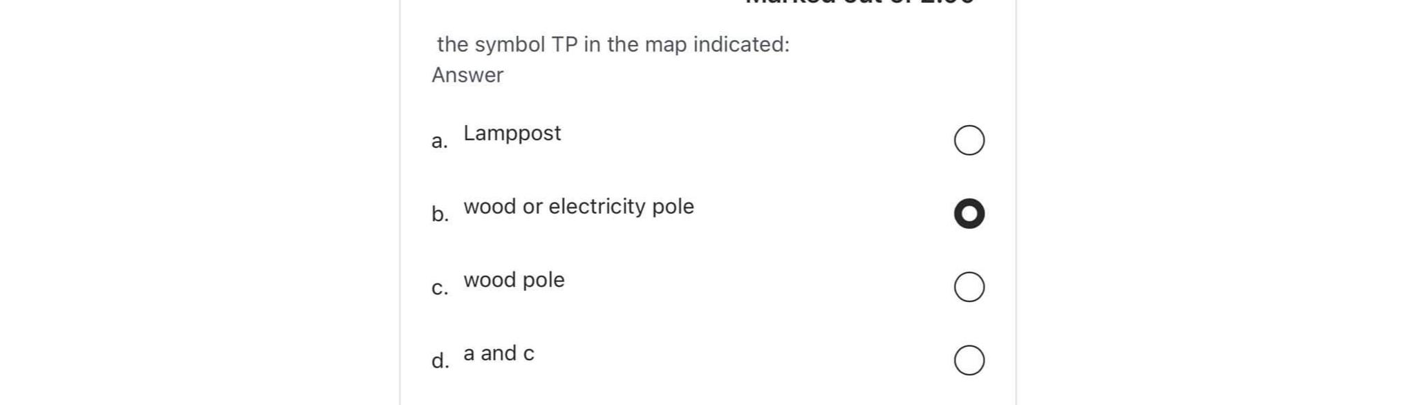the symbol TP in the map indicated: Answer a .