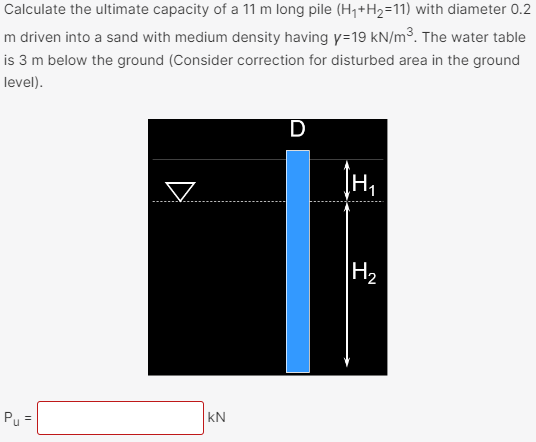 Calculate the ultimate capacity of a 1 1 m long