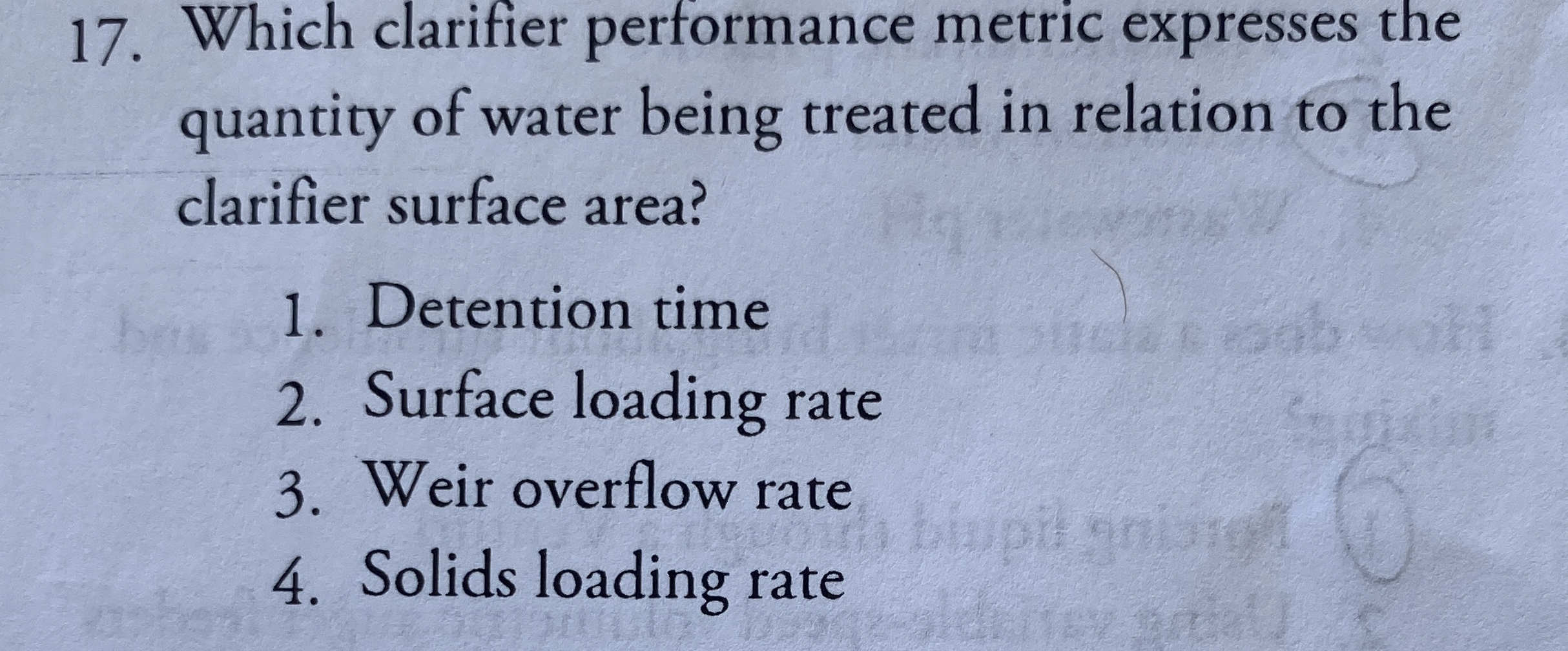 Which clarifier performance metric expresses the