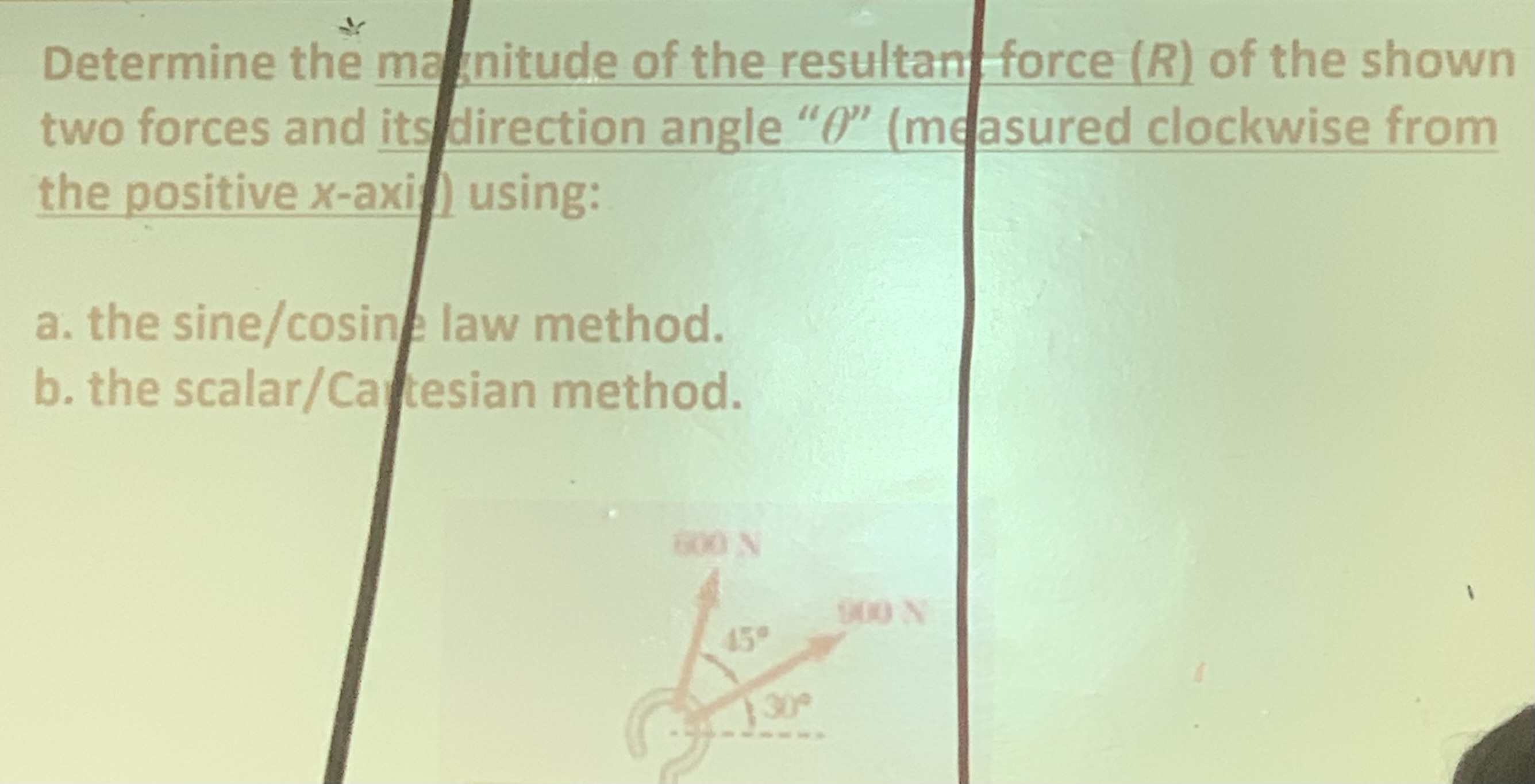 Determine the ma nitude of the resultan force ( R