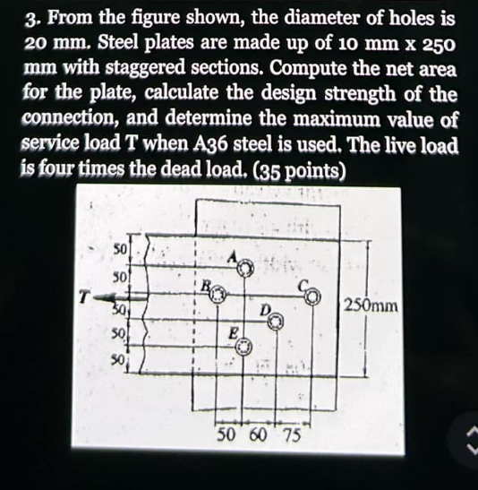 From the figure shown, the diameter of holes is 2