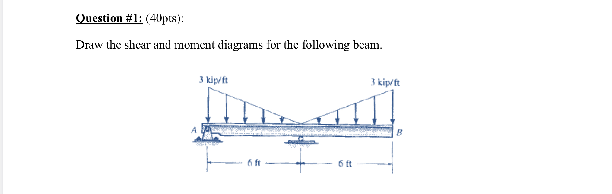 Question # 1 : ( 4 0 pts ) : Draw the shear and