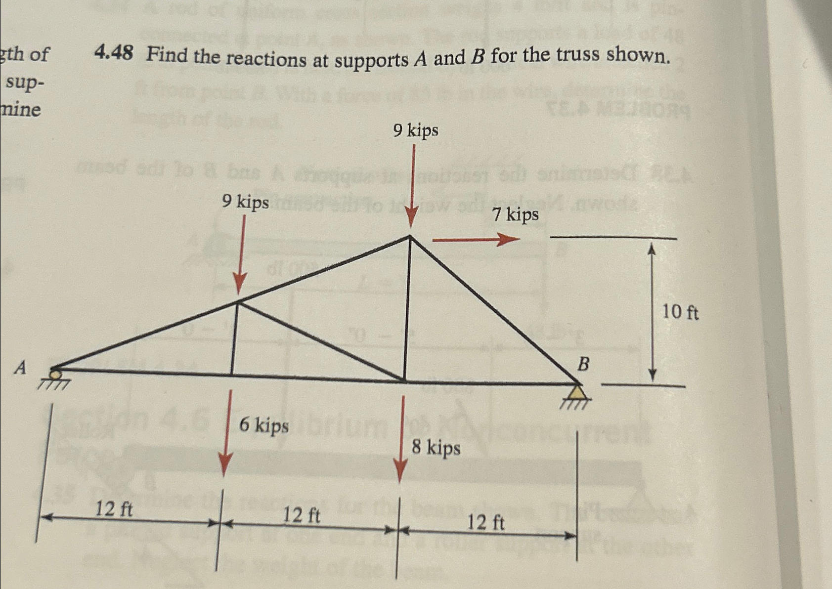Find the reacfions at supports A and B for the