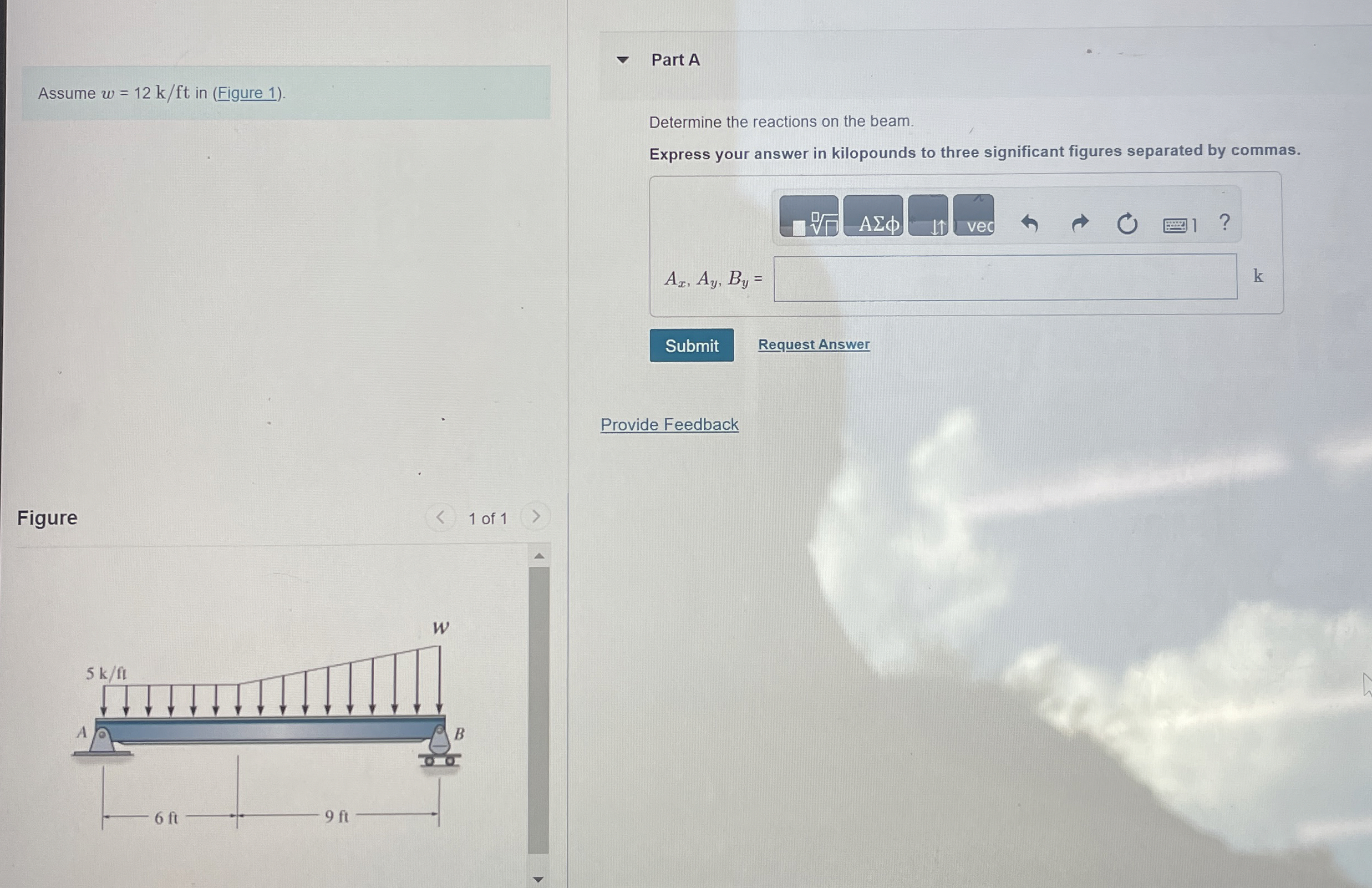 Part A Assume w = 1 2 k f t in ( Figure 1 ) .