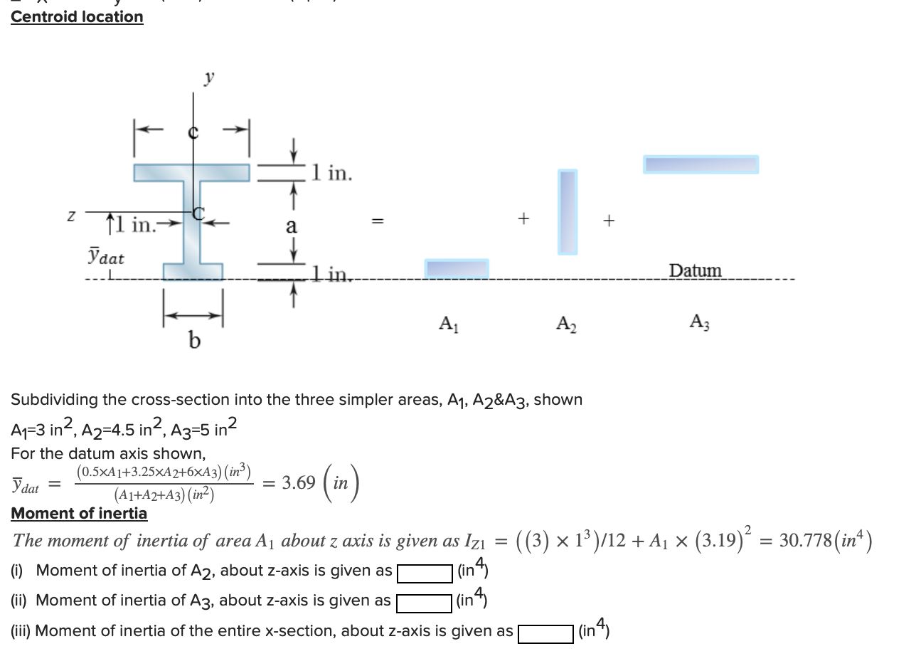 Centroid location Subdividing the cross - section