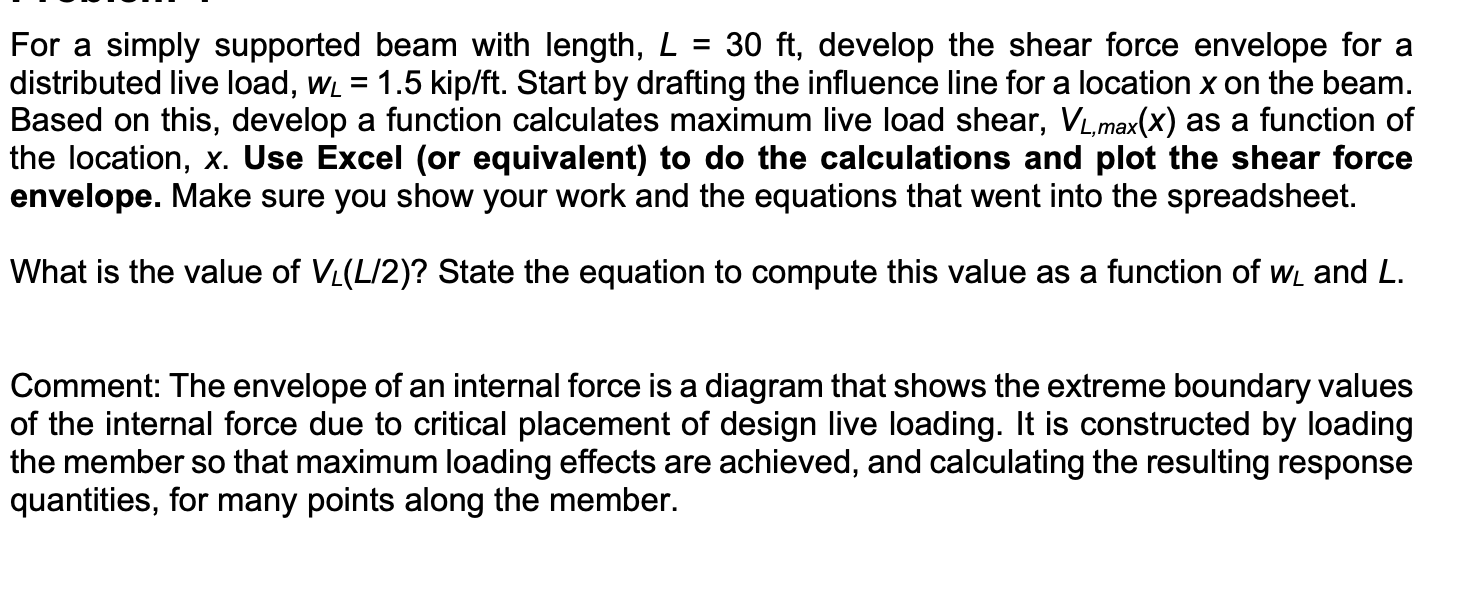 For a simply supported beam with length, L = 3 0