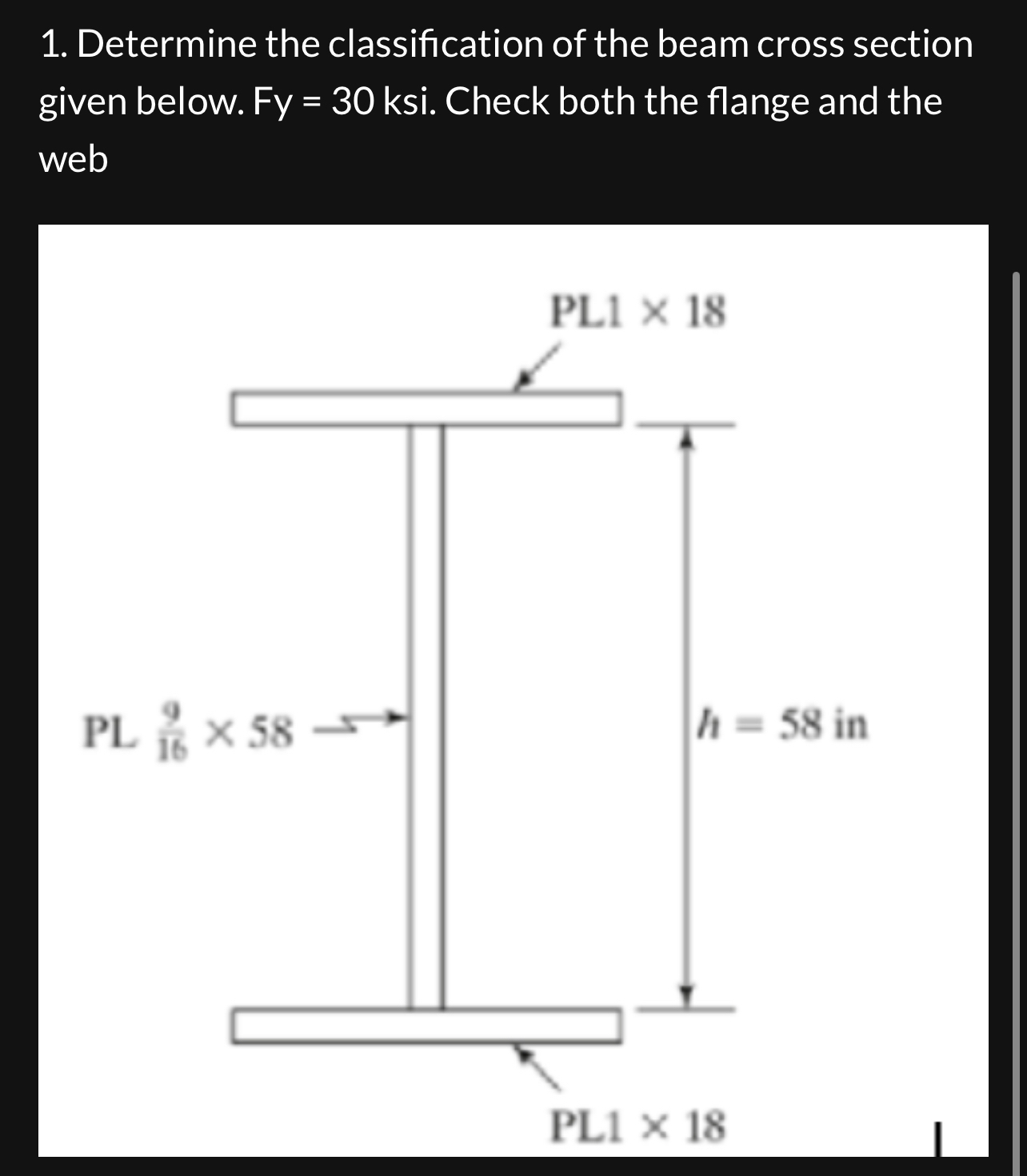 Determine the classification of the beam cross