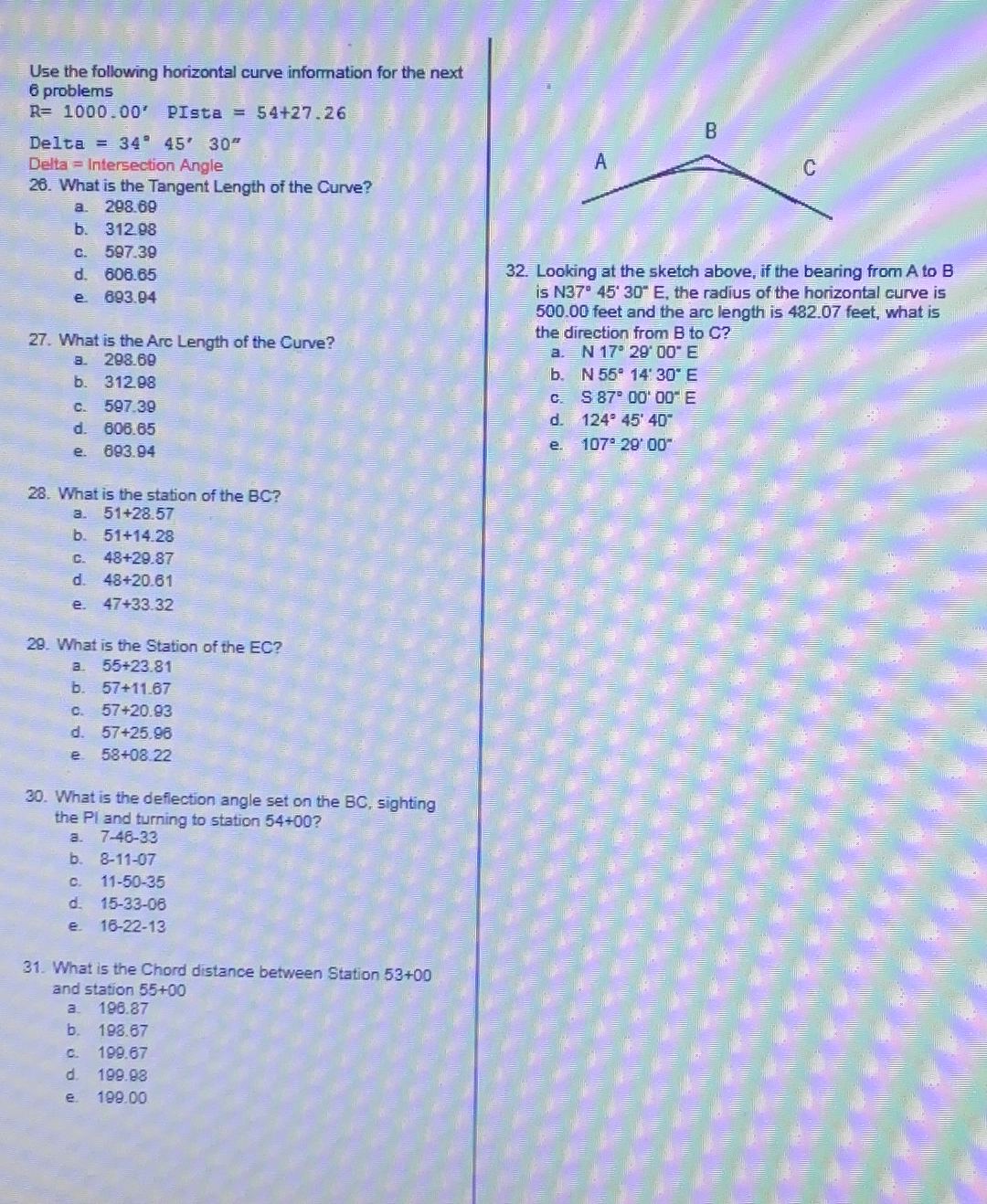 Use the following horizontal curve information