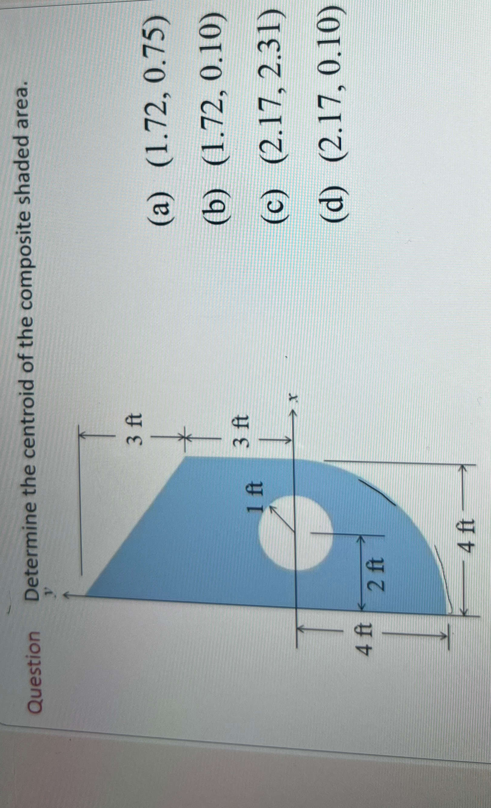 Question Determine the centroid of the composite