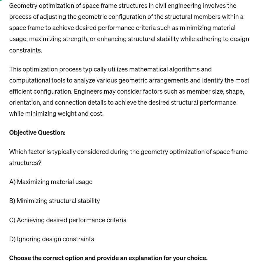 Geometry optimization of space frame structures