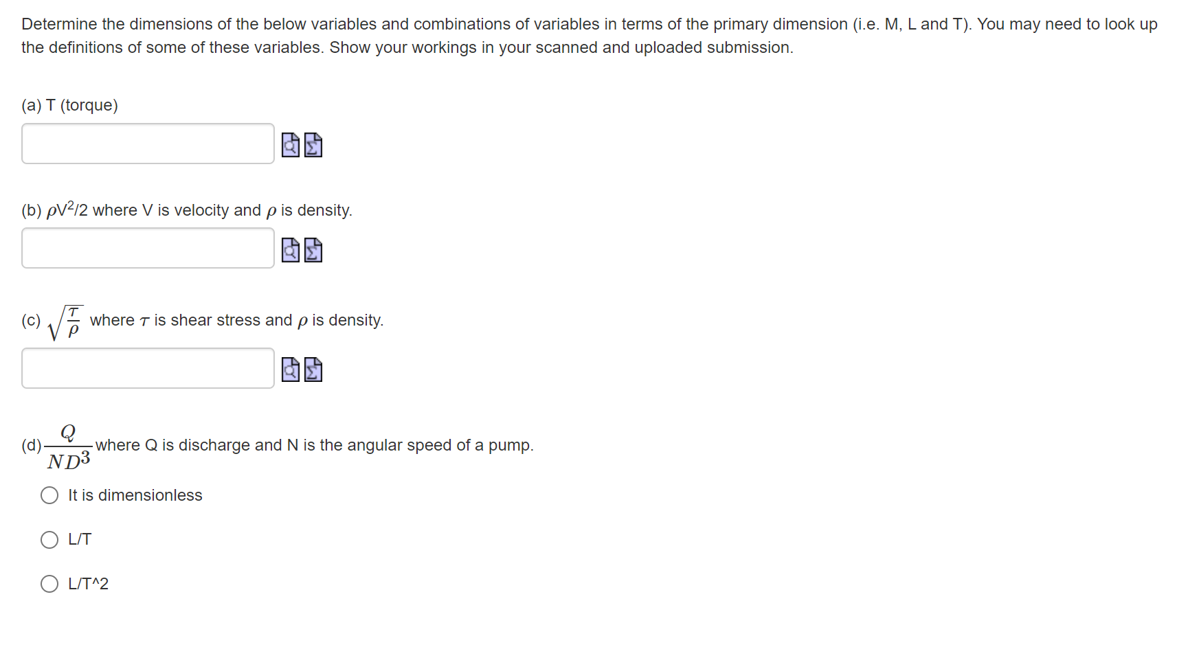 Determine the dimensions of the below variables