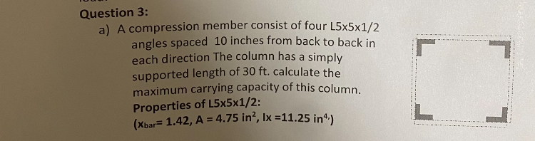 a ) A compression member consist of four L 5 5 1