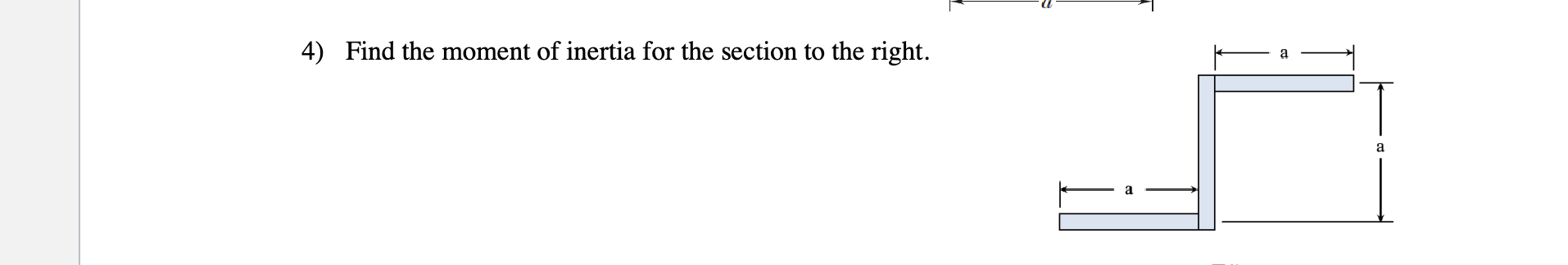 Find the moment of inertia for the section to the