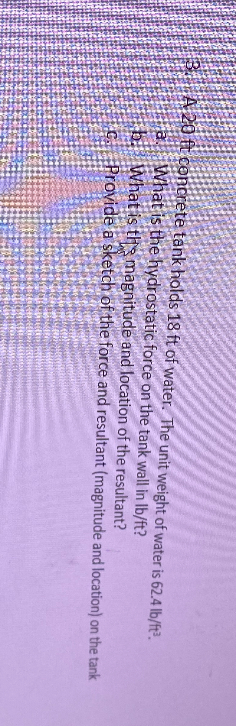 A 2 0 f t concrete tank holds 1 8 f t of water.