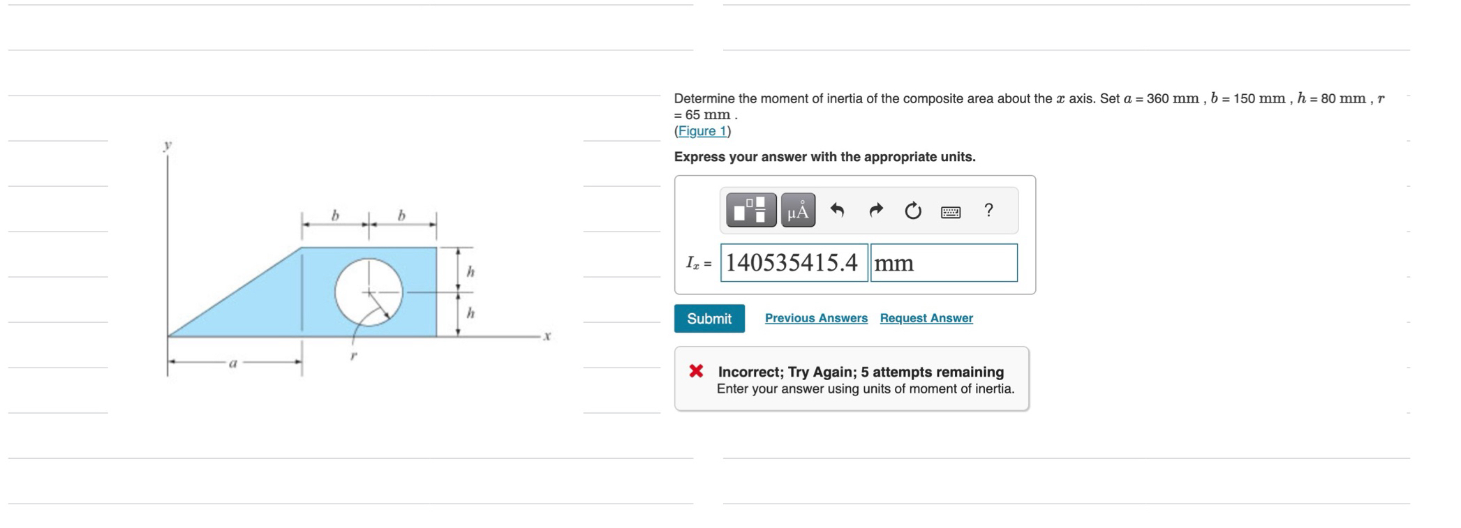 Determine the moment of inertia of the composite