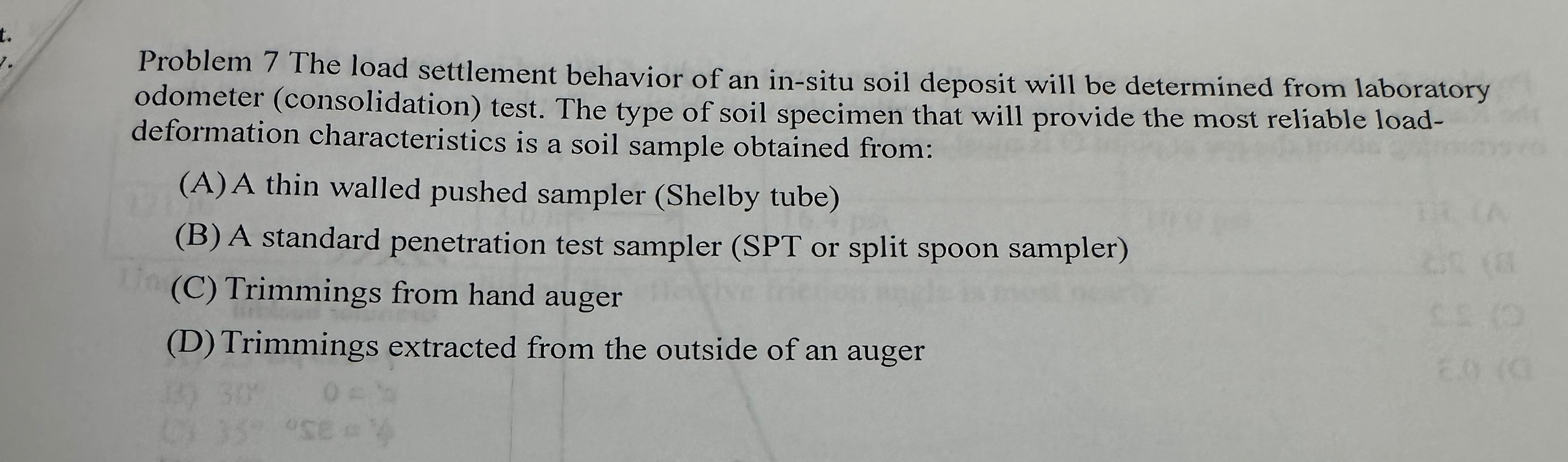 Problem 7 The load settlement behavior of an in -