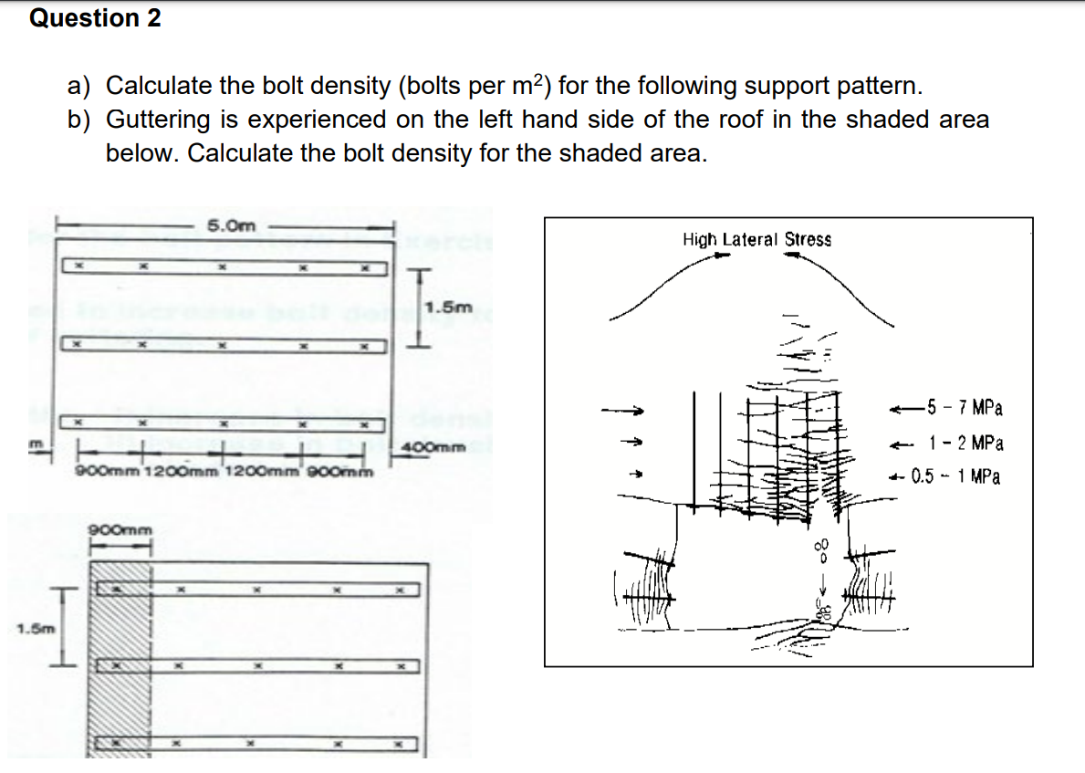 Question 2 a ) Calculate the bolt density ( bolts