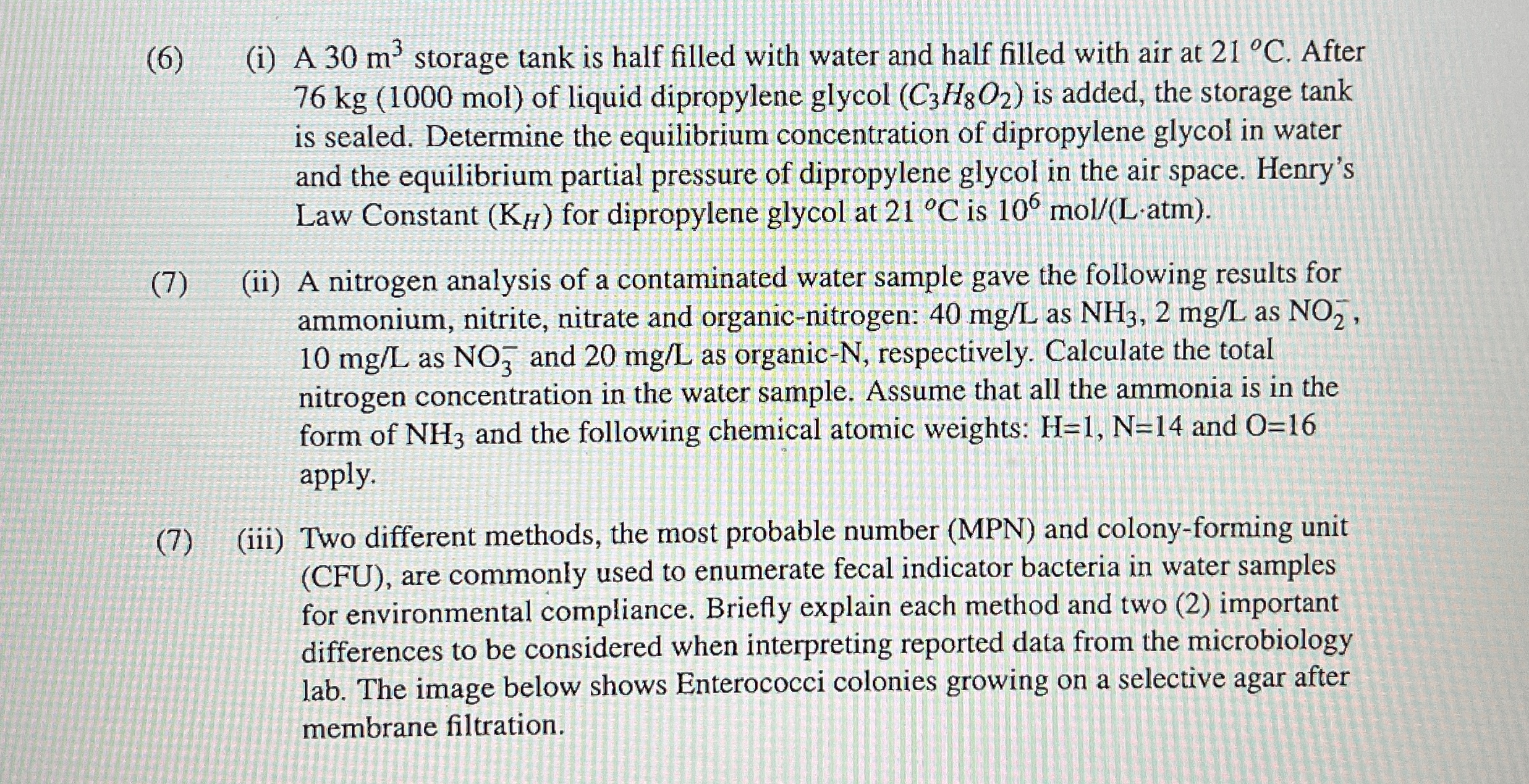 ( 6 ) ( i ) A 3 0 m 3 storage tank is half filled
