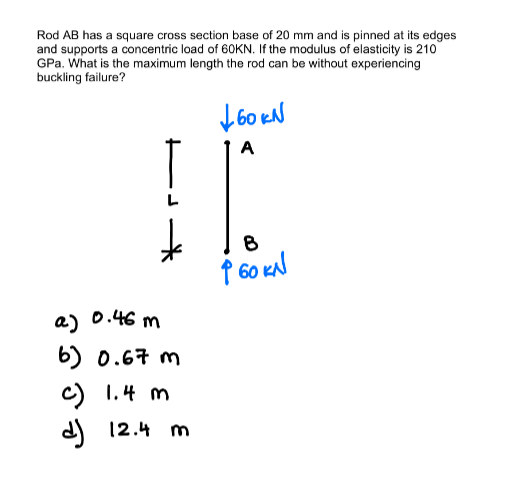 Rod AB has a square cross section base of 2 0 m m