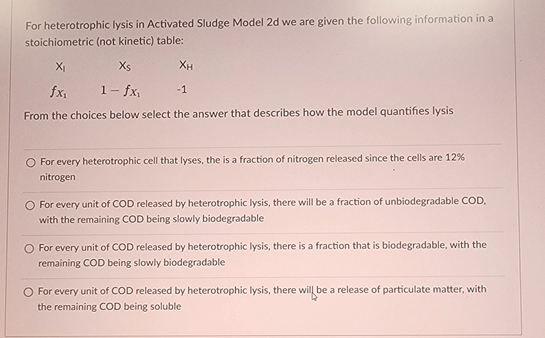 For heterotrophic lysis in Activated Sludge Model