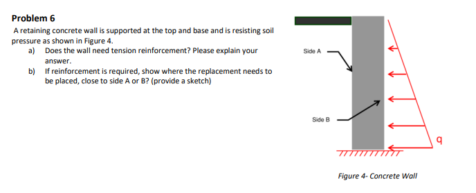Problem 6 A retaining concrete wall is supported