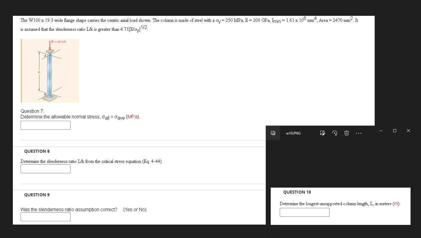 = The W 1 0 0 x 1 9 . 3 wide flange shape carries