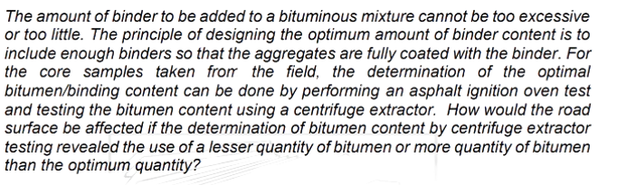 The amount of binder to be added to a bituminous