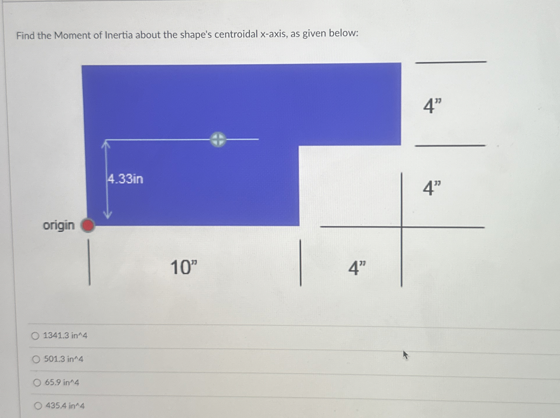 Find the Moment of Inertia about the shape's