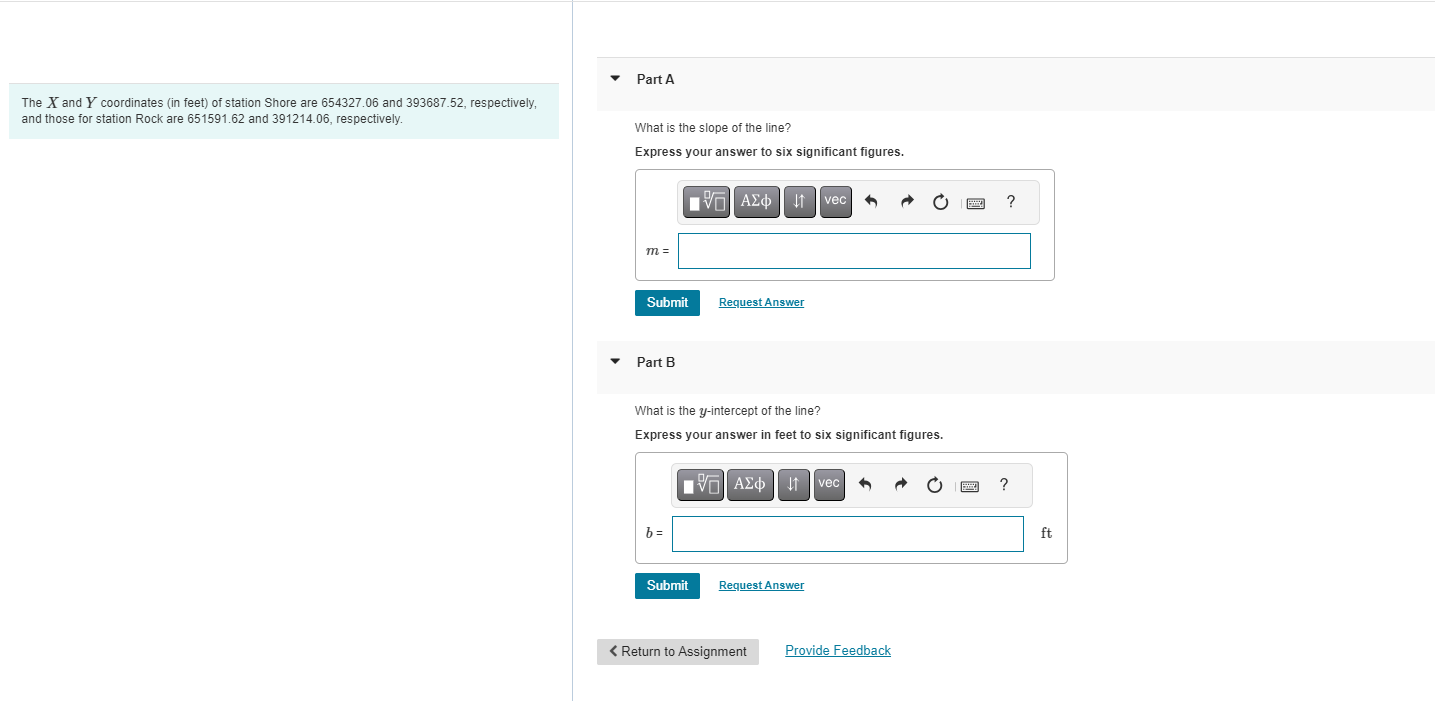 The x and Y coordinates ( in feet ) of station