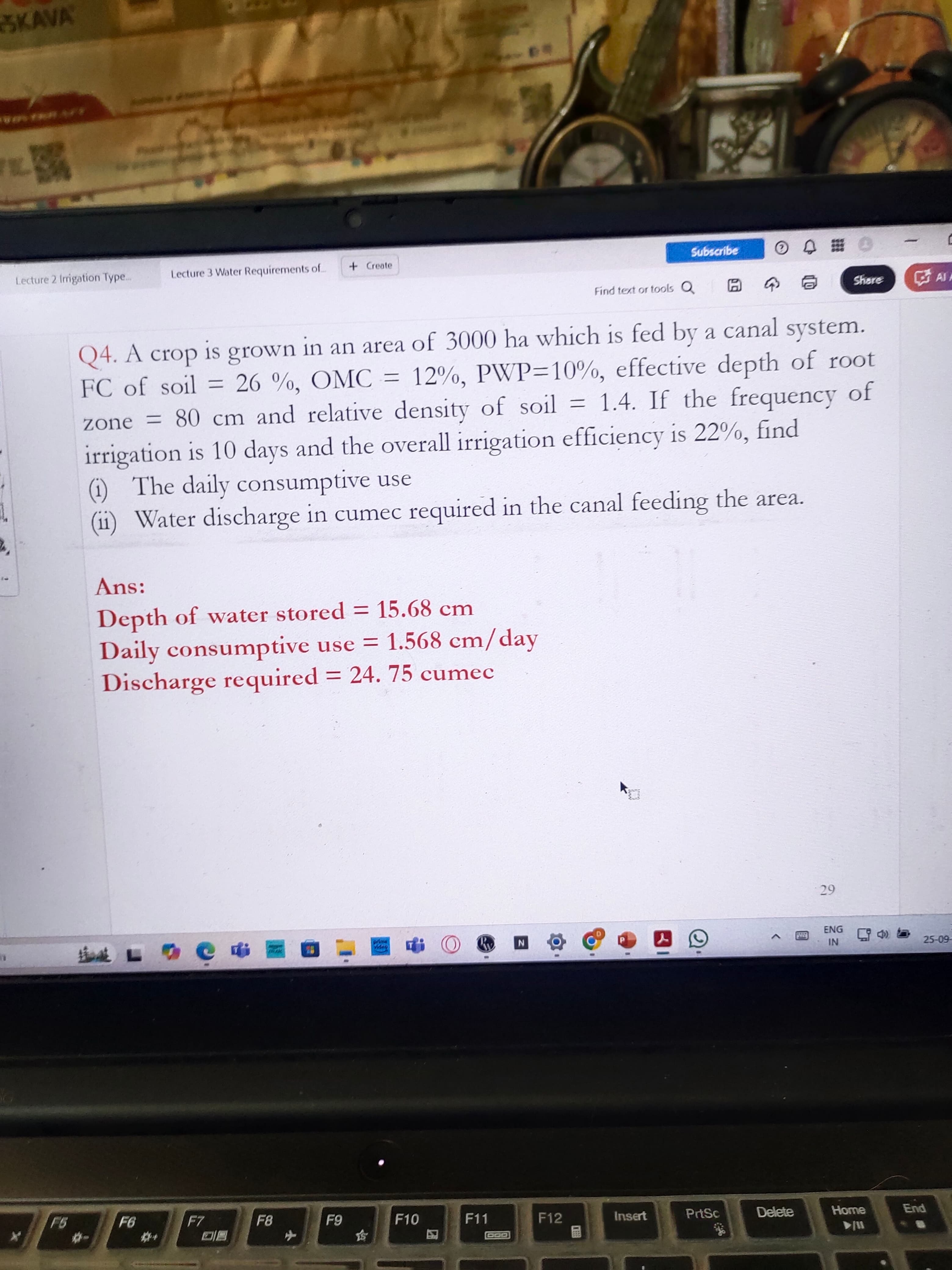 Q 4 . A crop is grown in an area of 3 0 0 0 ha