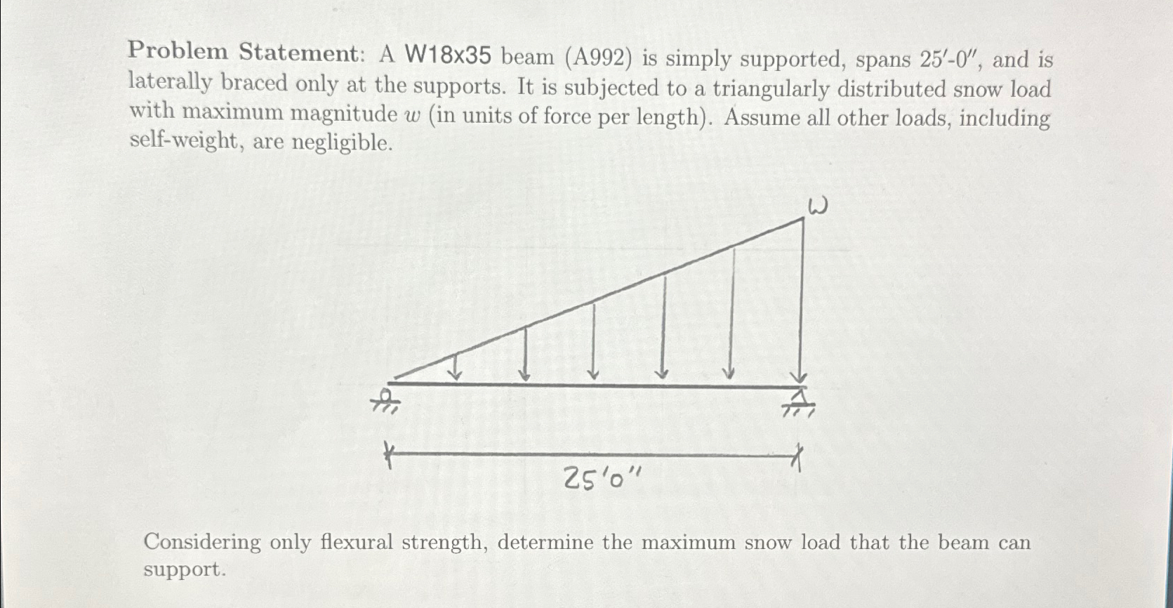 Problem Statement: A W 1 8 x 3 5 beam ( A 9 9 2 )