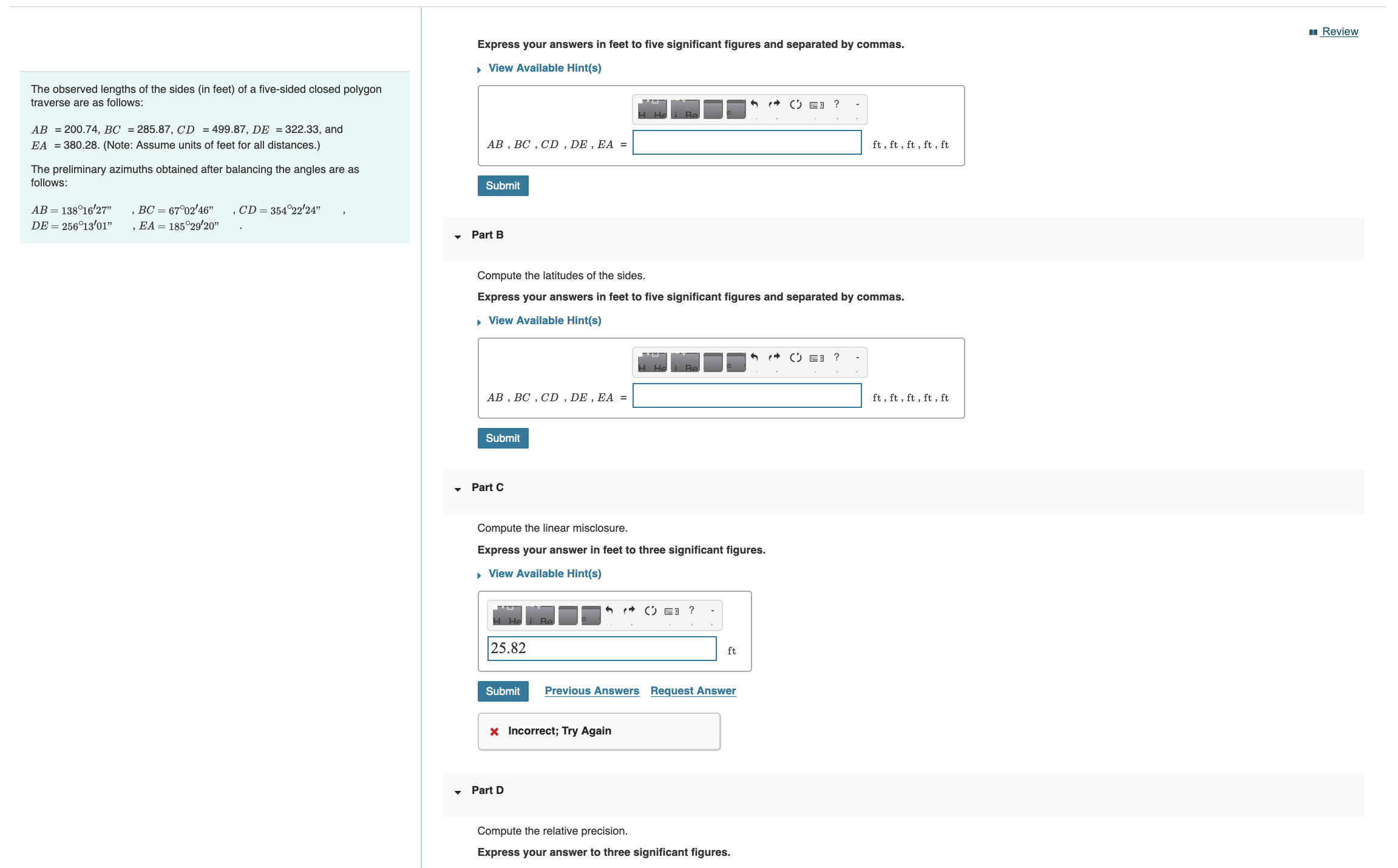 Express your answers in feet to five significant
