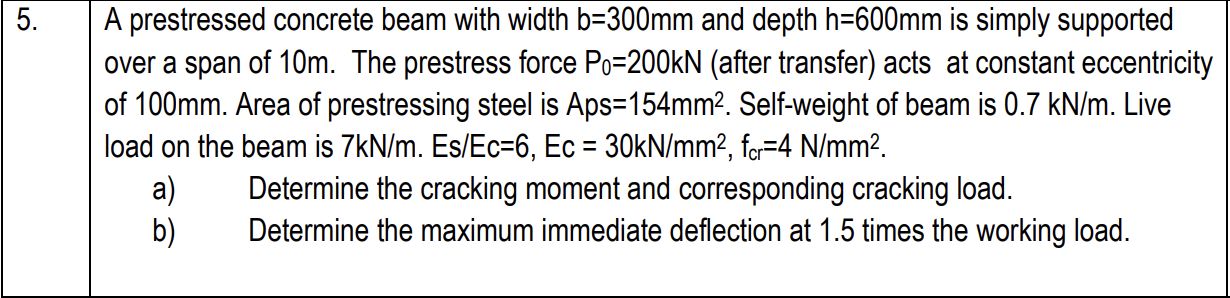 , A prestressed concrete beam with width b = 3 0