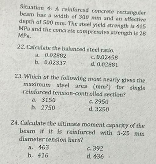 Situation 4 : A reinforced concrete rectangular