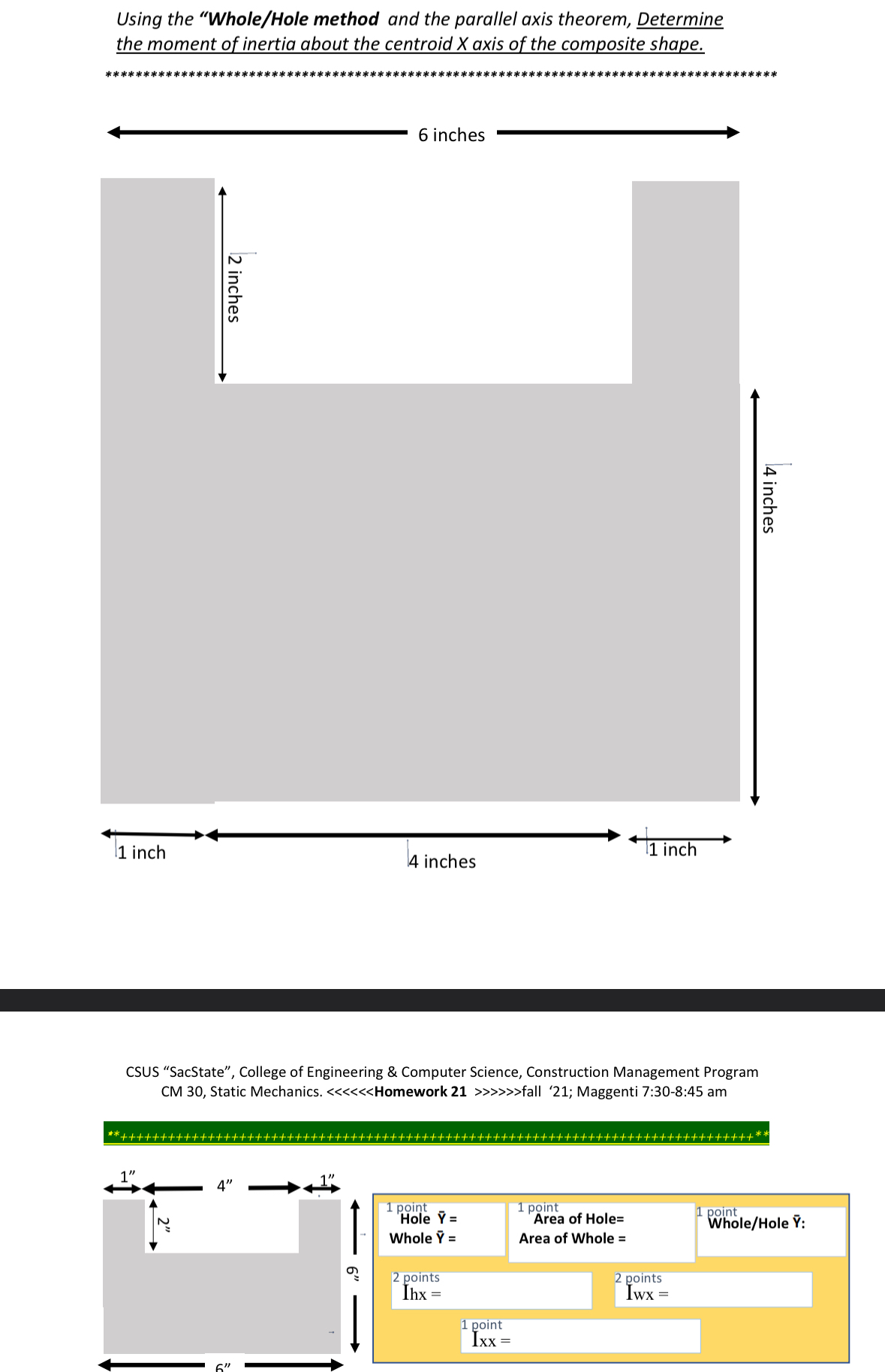 Using the "Whole / Hole method and the parallel