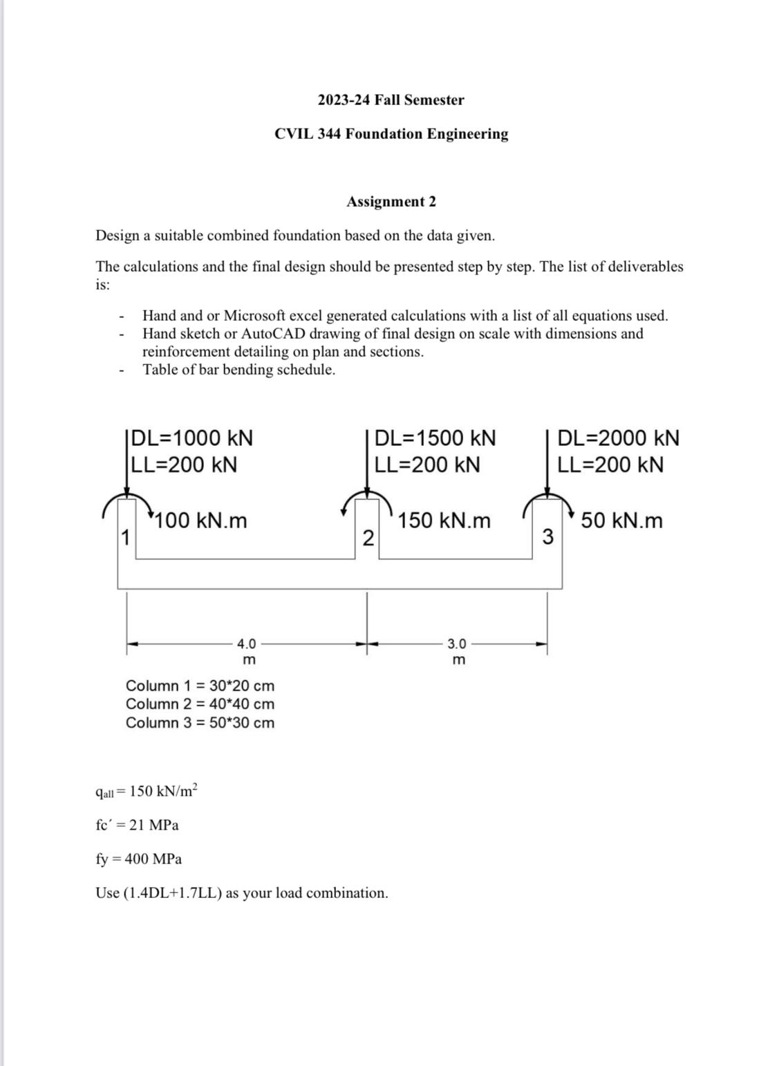 2 0 2 3 - 2 4 Fall Semester CVIL 3 4 4 Foundation