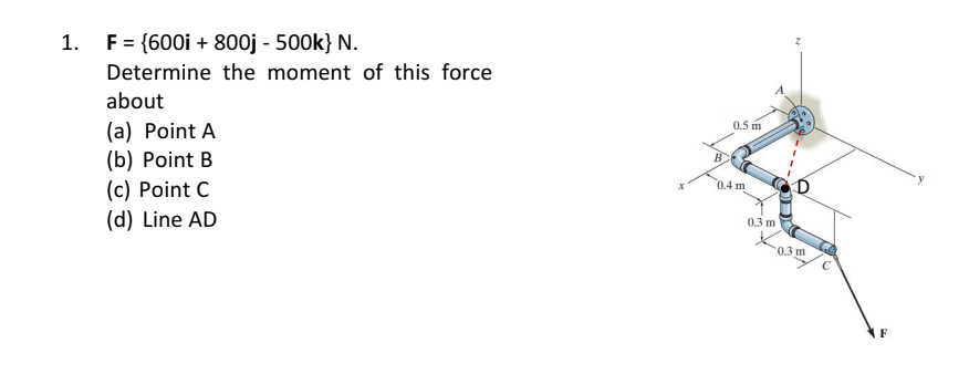 F = { 6 0 0 i + 8 0 0 j - 5 0 0 k } N . Determine
