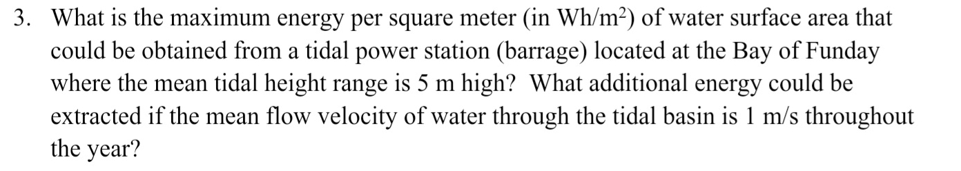 What is the maximum energy per square meter ( in
