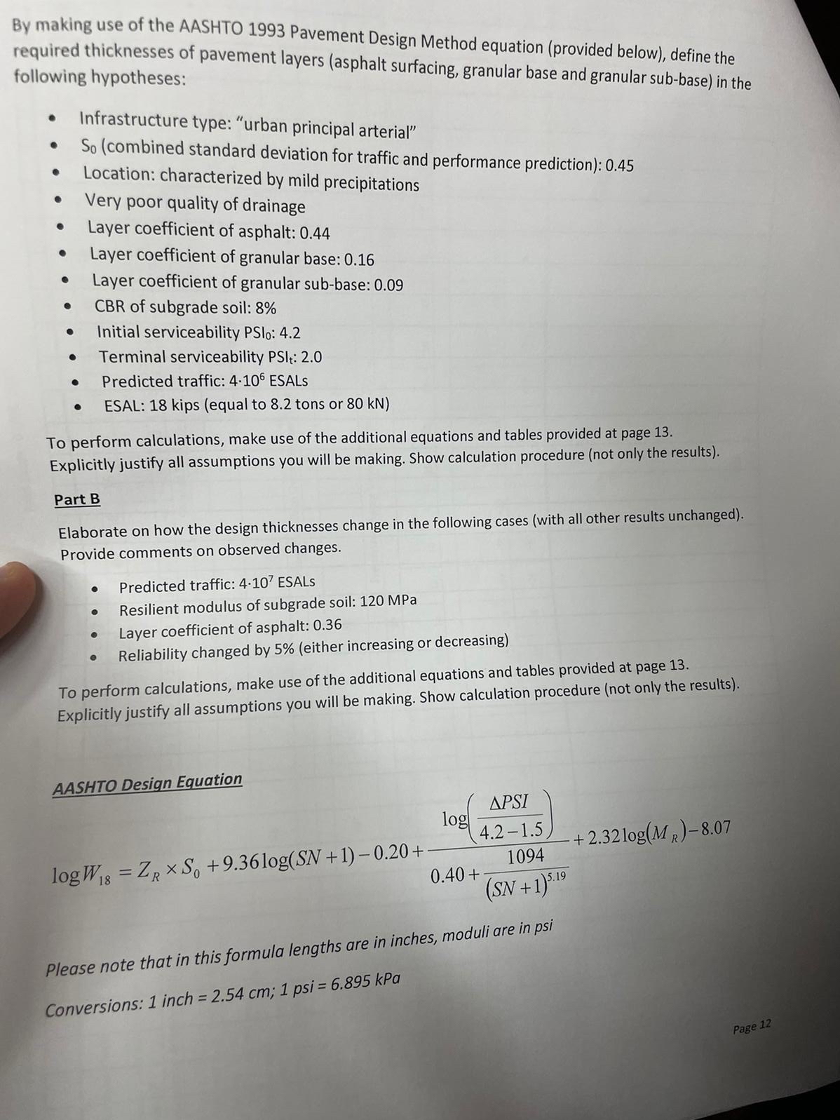 By making use of the AASHTO 1 9 9 3 Pavement